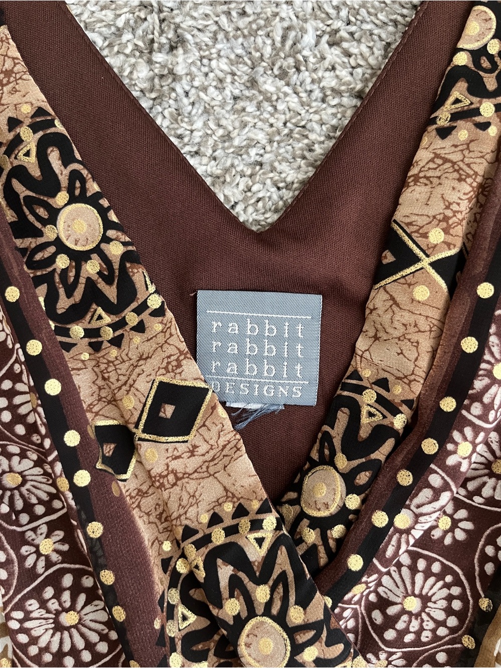 Rabbit Rabbit Rabbit Designs Brown Asymmetrical Midi Dress - Picture 3 of 5